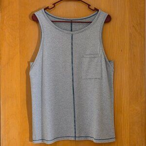 Lucy Dashing Sleeveless Striped Pocket Tank Top Teal Blue Size L Stretch Casual